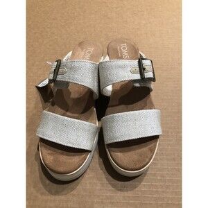 TOMS Diana Buckle Platform Wedge  Womens Beige Casual Sandals 10022538T-101